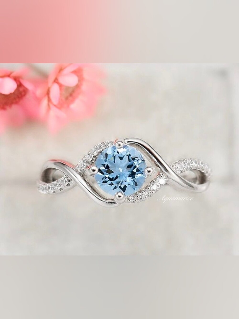 $8 Each Or Bundle 5/$20 Aquamarine Twist Halo Ring in Light Blue